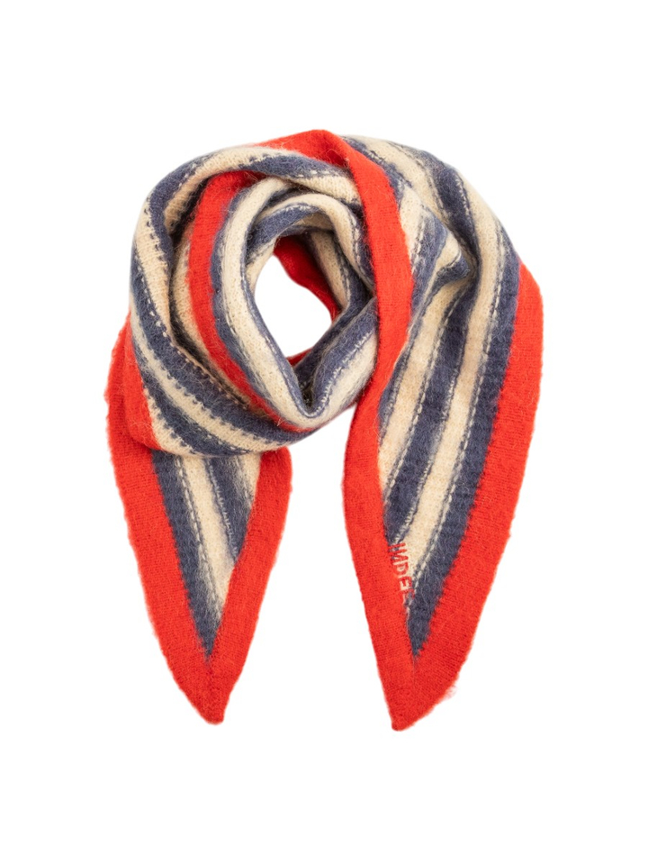 Blauw/wit gestreepte sjaal met rode boord Walking Indee