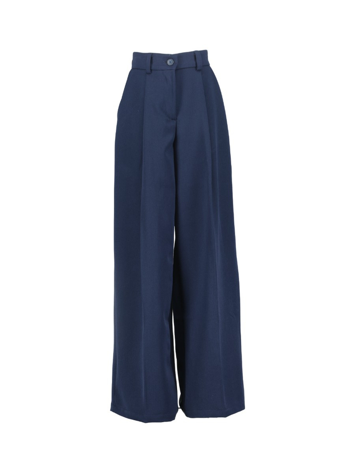 Blauwe wijde broek met bandplooi Weekend Indee