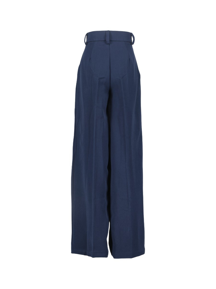 Blauwe wijde broek met bandplooi Weekend Indee