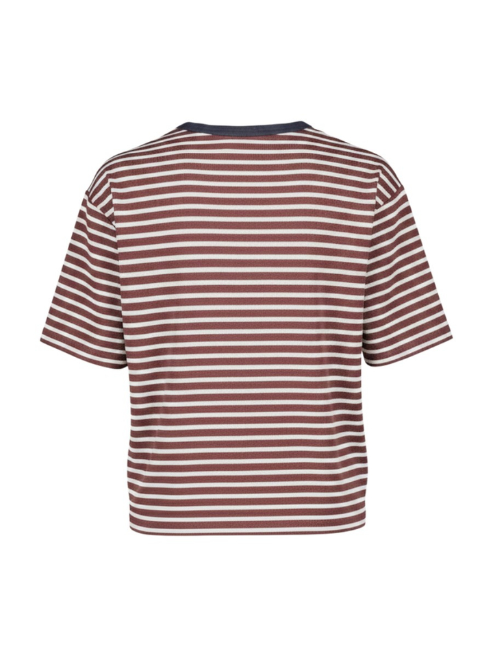 Bordeaux gestreepte shirt met ronde hals Wallis