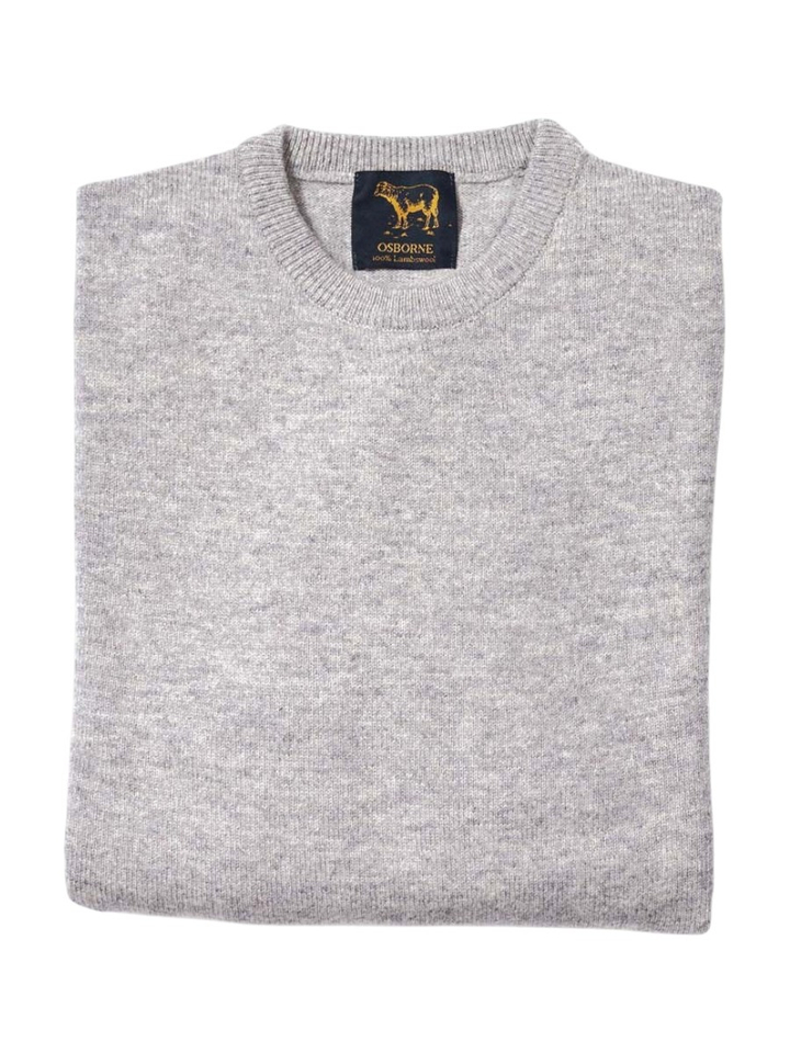 Pearlgrey wollen pull met ronde hals OMCS Osborne