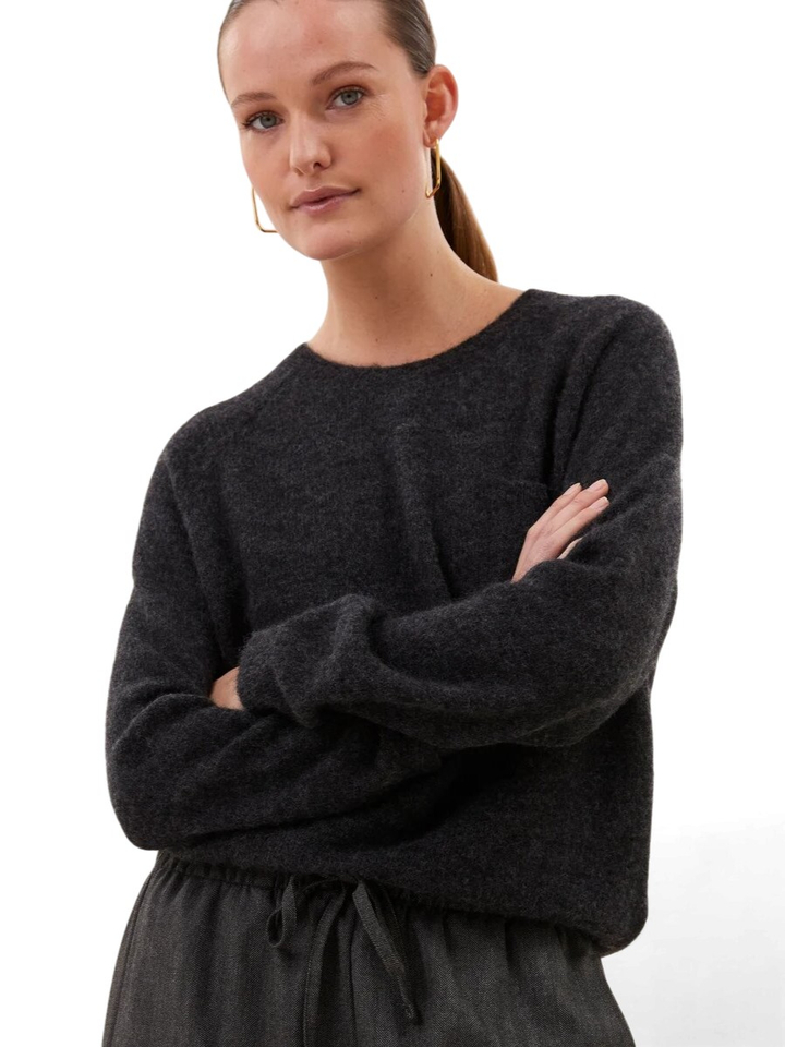 Donkergrijze pull met ronde hals Polly By-Bar