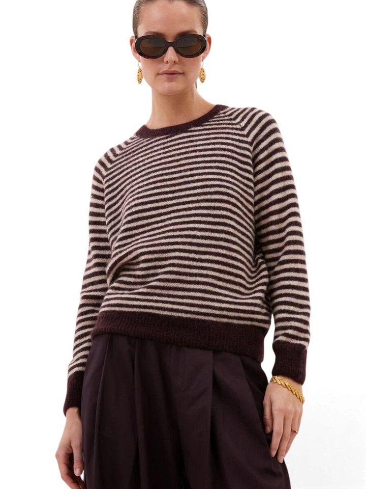 Burgundy met wit gestreepte trui SALLY By-Bar