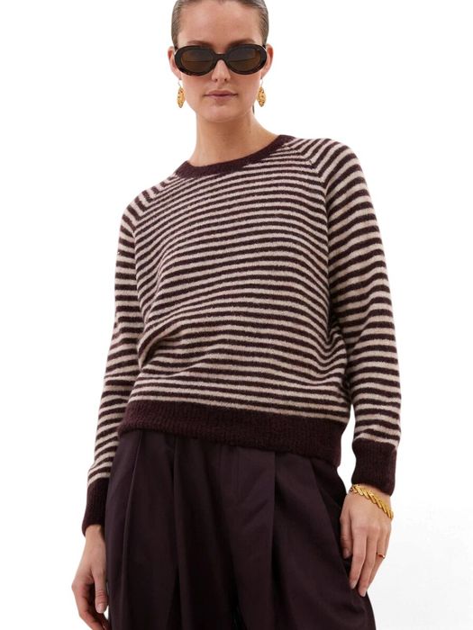 Burgundy met wit gestreepte trui SALLY By-Bar