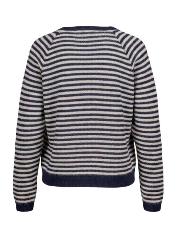 Blauw en beige gestreepte pull met alpaca wol Sally By-Bar