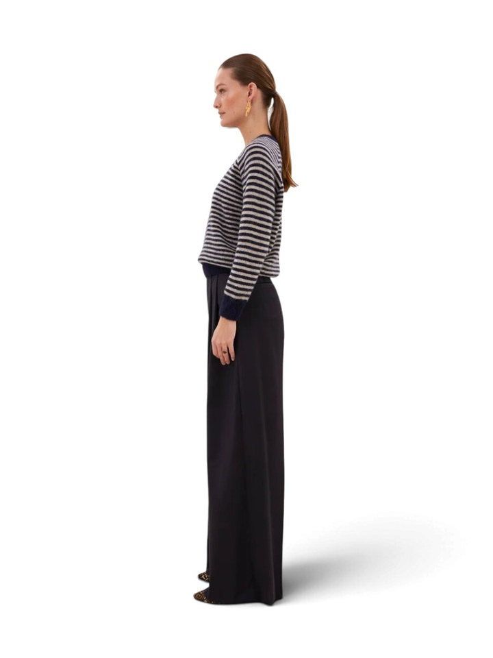 Blauw en beige gestreepte pull met alpaca wol Sally By-Bar