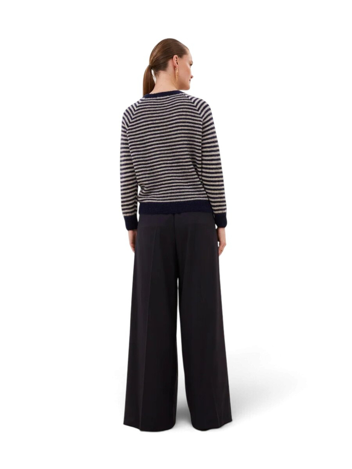 Blauw en beige gestreepte pull met alpaca wol Sally By-Bar