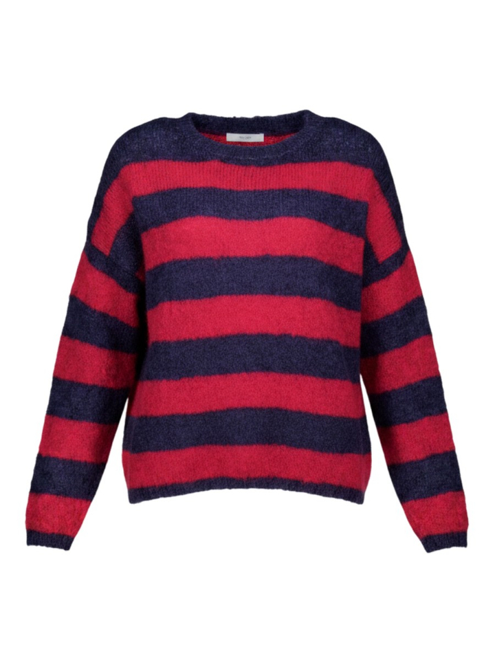 Rood en blauw gestreepte pull in mohair Gigi By-Bar