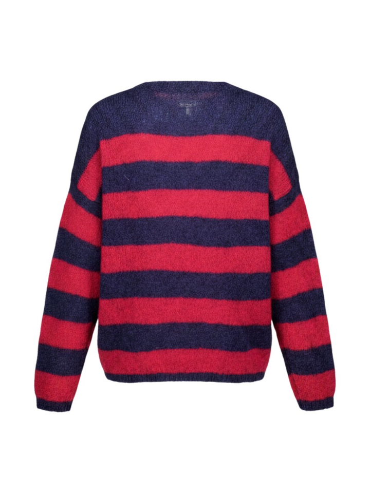 Rood en blauw gestreepte pull in mohair Gigi By-Bar