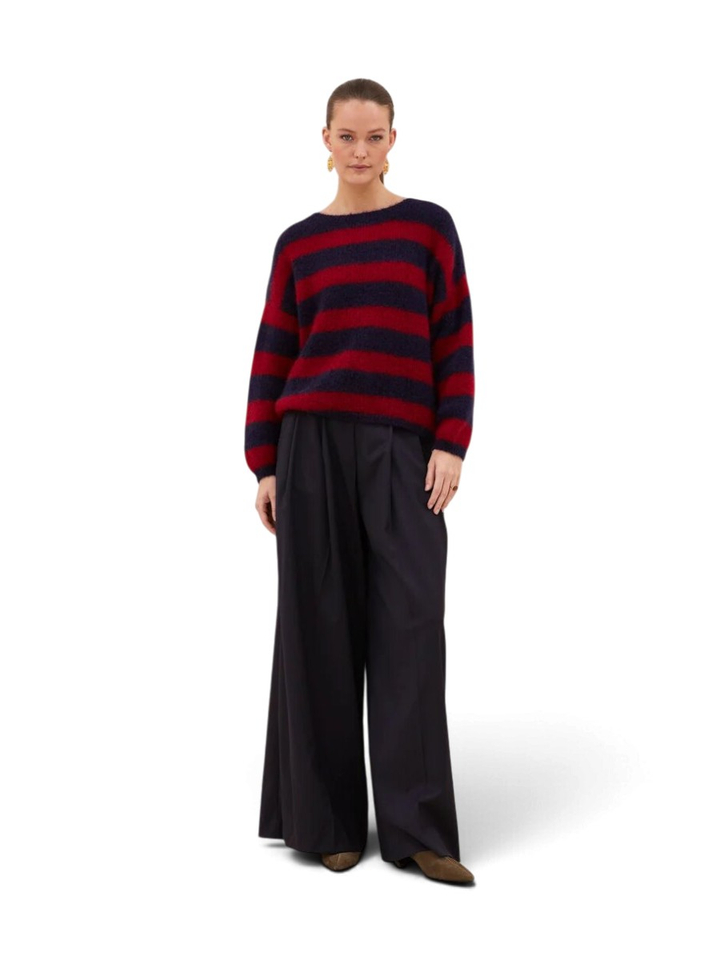 Rood en blauw gestreepte pull in mohair Gigi By-Bar 