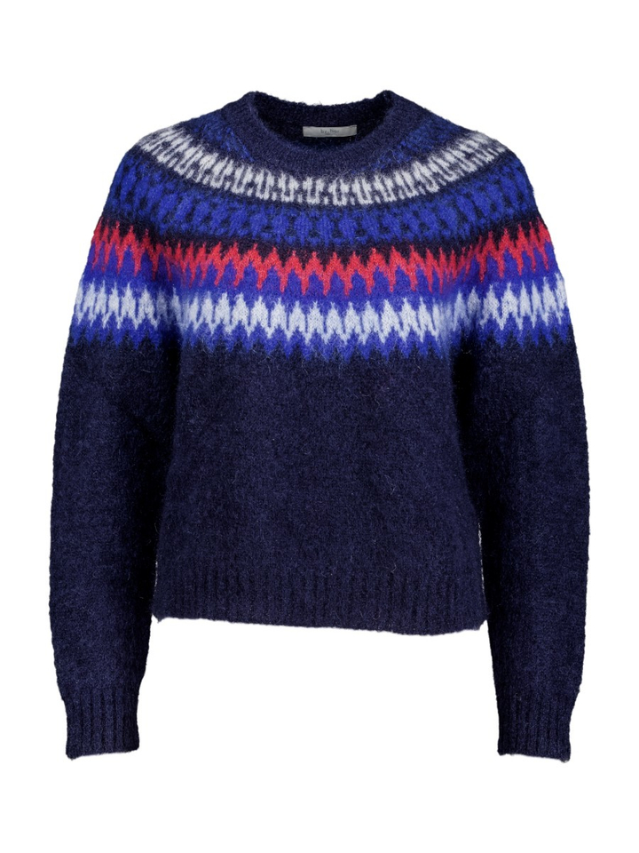 Blauwe gebreide trui Jackie By-Bar