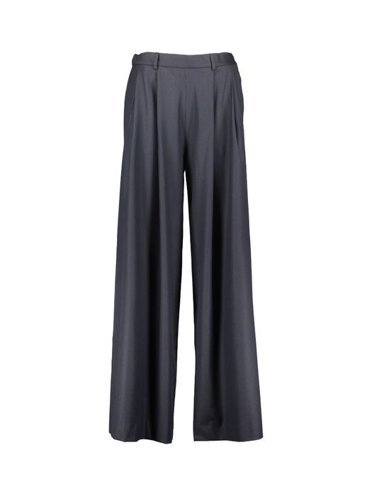 Donkerblauwe wijde broek met elastische taille en bandplooien Sef By-Bar