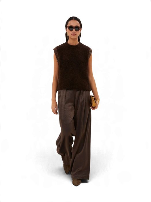 Bruine broek met bandplooi Lodi B-Bar
