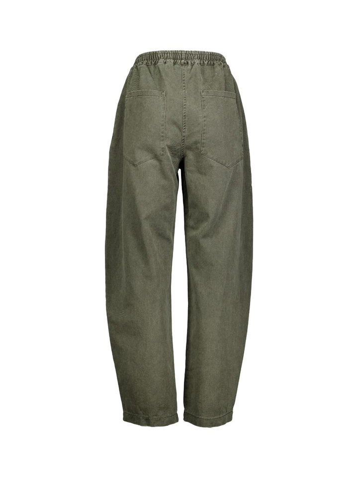 Groene barrel fit broek met elastiek Davi By-Bar