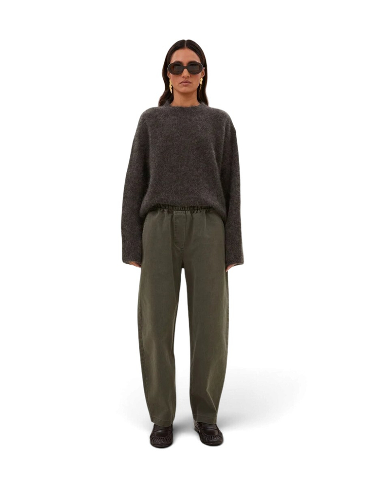 Groene barrel fit broek met elastiek Davi By-Bar