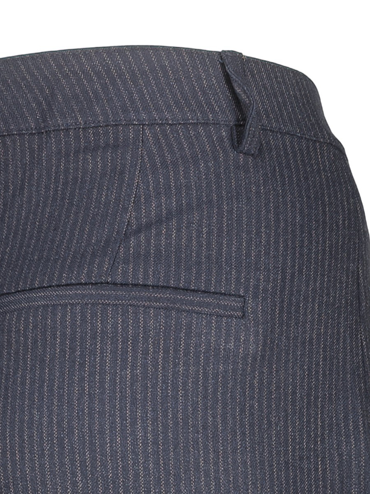 Donkerblauwe gestreepte wijde broek met bandplooien Frida By-Bar