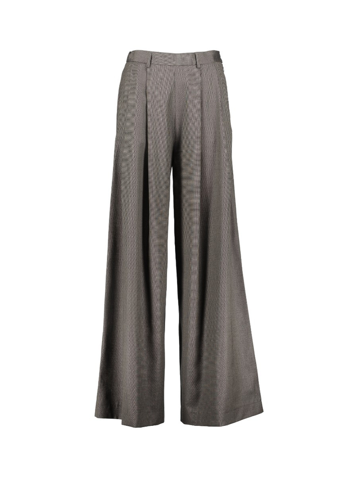 Bruine wijde broek met bandplooien By-Bar