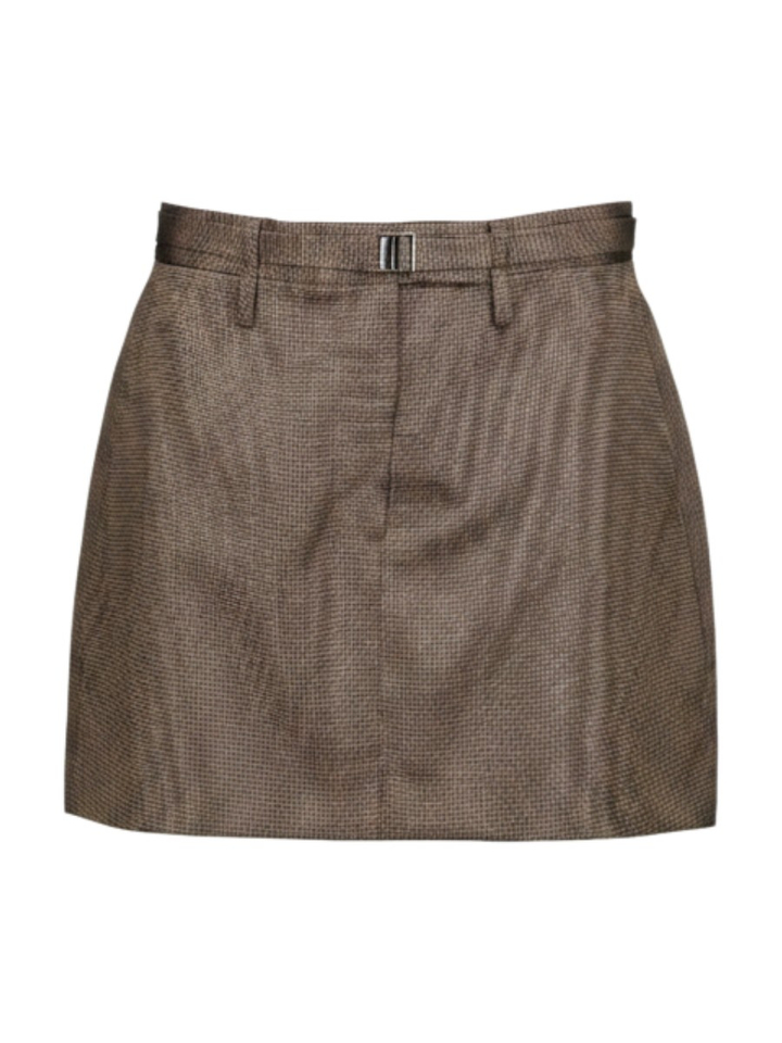 Donkerbruine mini-rok met riemdetail Ginny