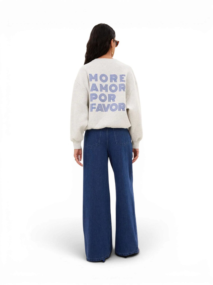 Grijze sweater met blauwe opdruk Lili By-Bar