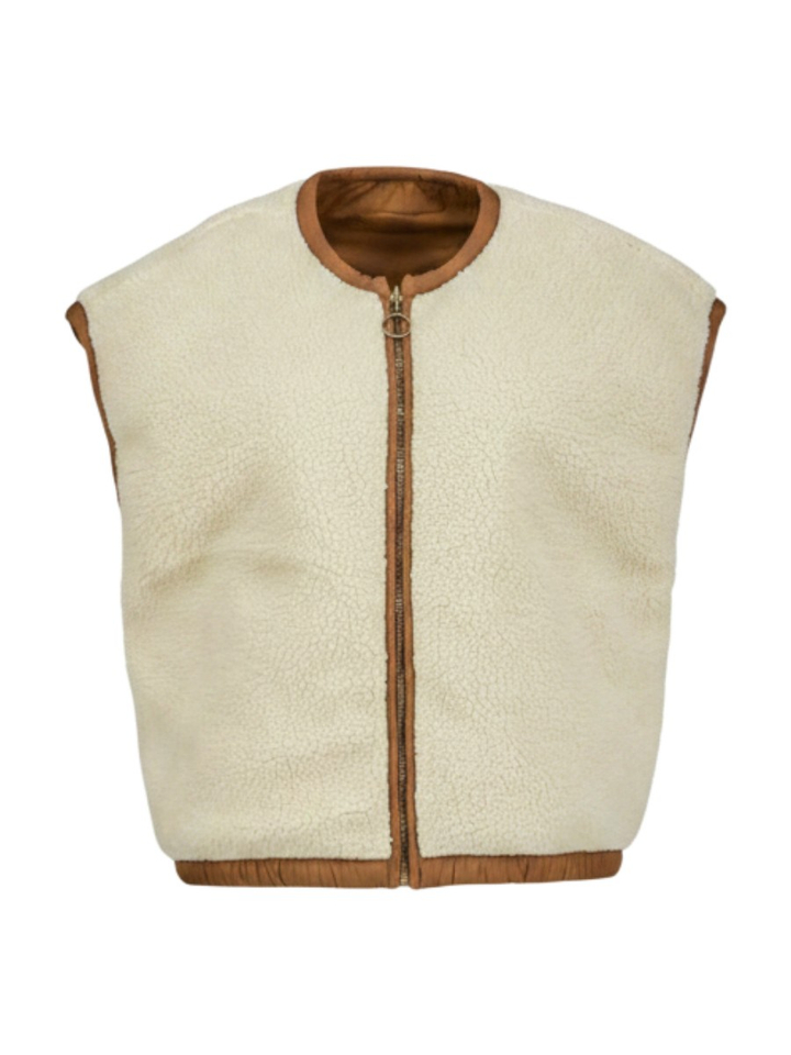 Bruine bodywarmer met teddyvoering Gio By-Bar