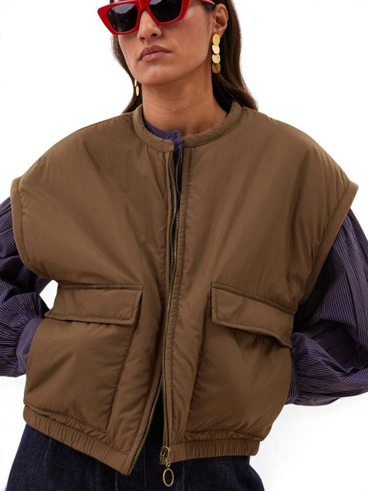 Bruine bodywarmer met teddyvoering Gio By-Bar