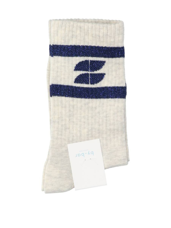 Grijze kousen met blauw detail Logo By-Bar 