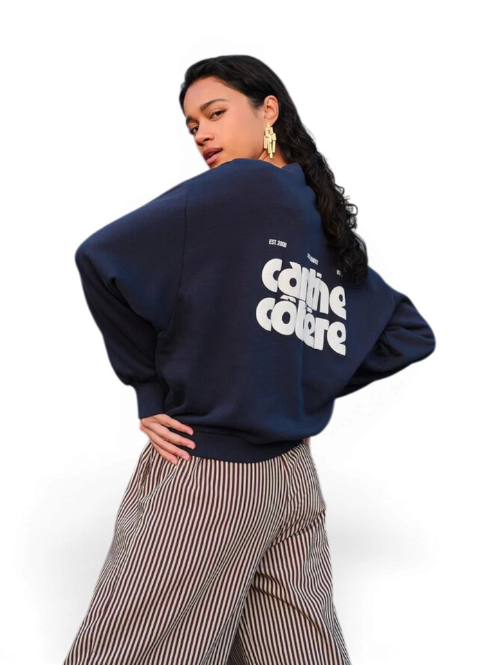 Donkerblauwe sweater met ronde hals Lili By-Bar