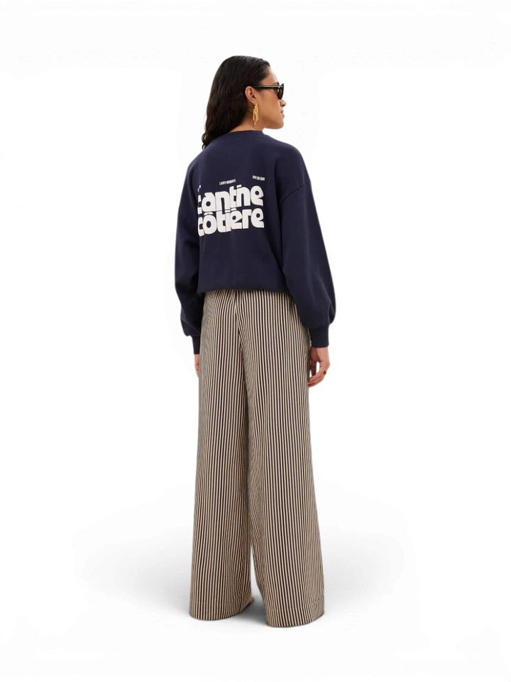 Donkerblauwe sweater met ronde hals Lili By-Bar