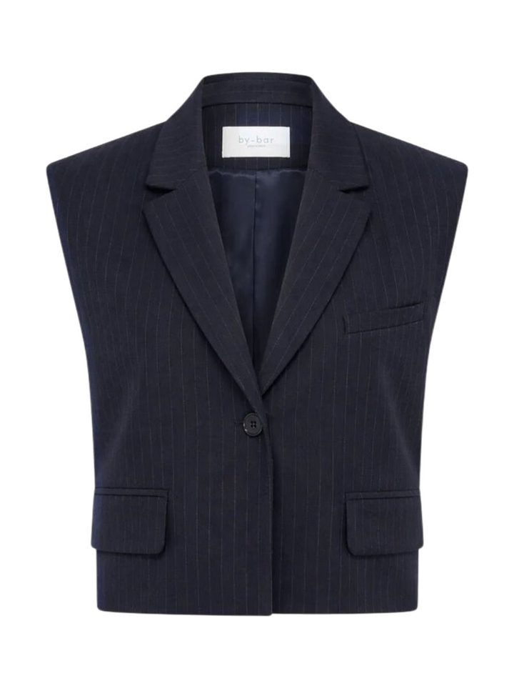 Blauwe gestreepte korte gilet Bobi By-Bar