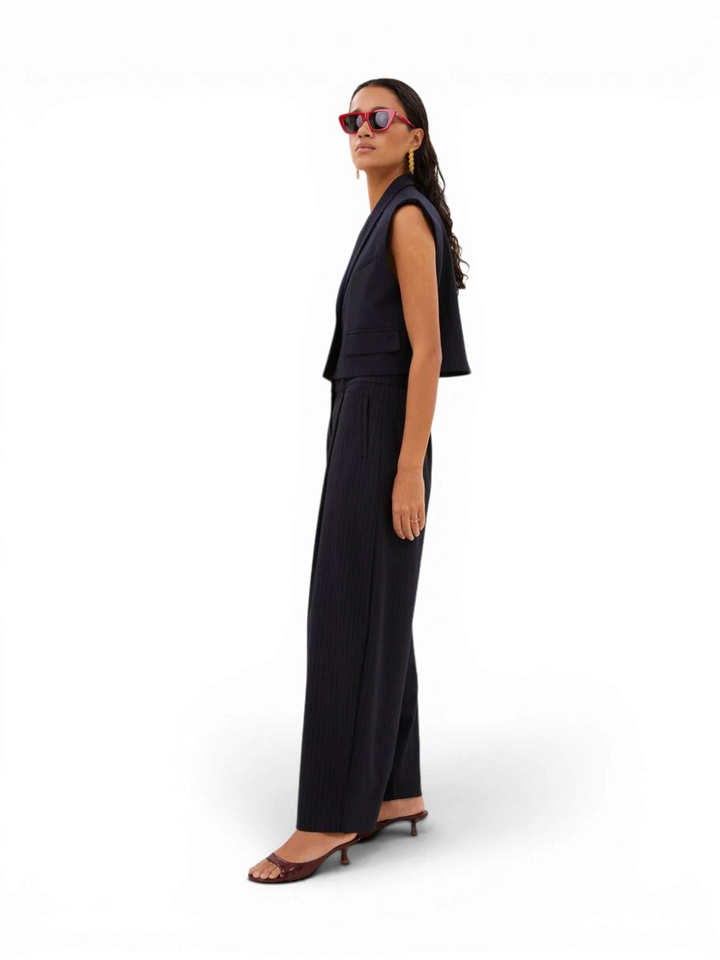 Blauwe gestreepte korte gilet Bobi By-Bar