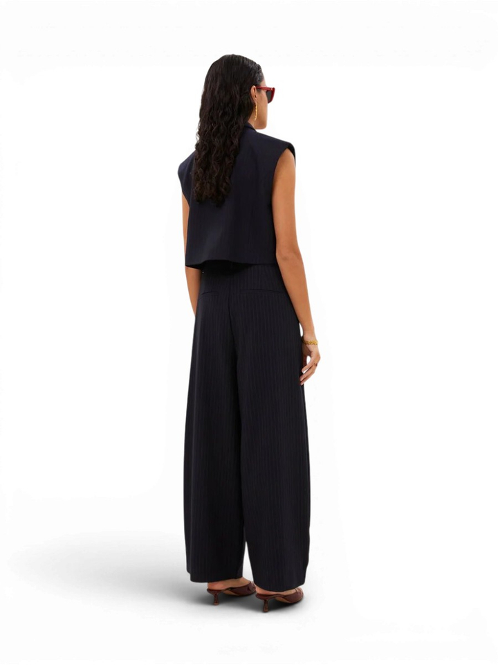 Blauwe gestreepte korte gilet Bobi By-Bar