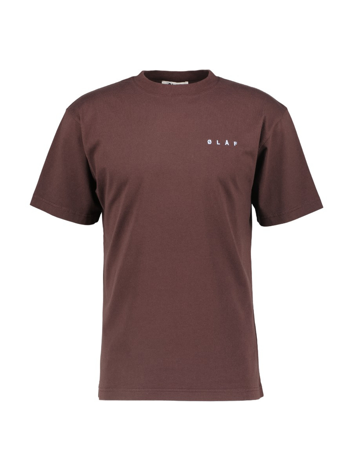 Donkebruine katoenen T-shirt met blauwe opdruk Olaf
