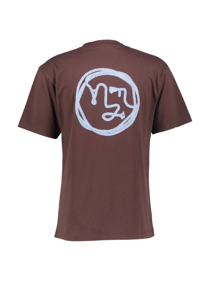 Donkebruine katoenen T-shirt met blauwe opdruk Olaf