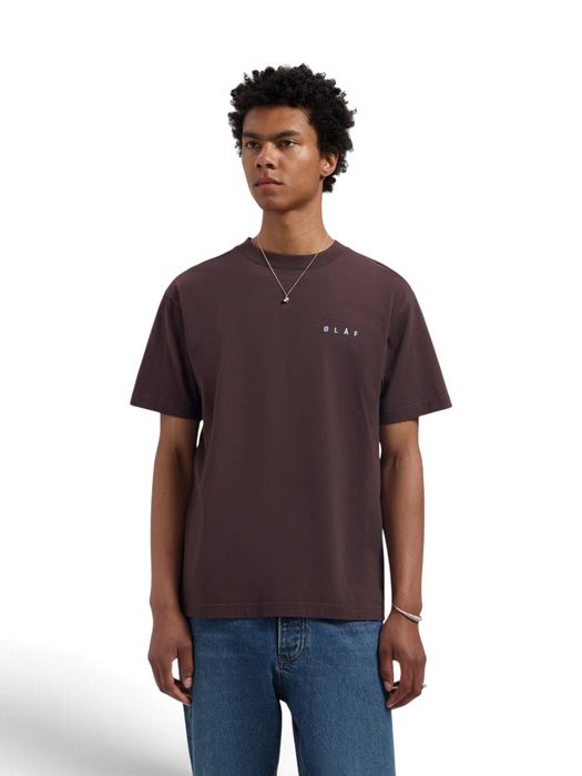 Donkebruine katoenen T-shirt met blauwe opdruk Olaf