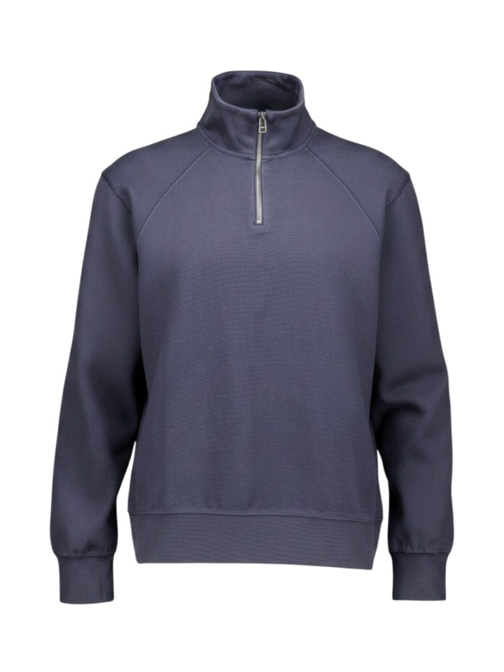 Donkerblauwe sweater met korte rits OLAF