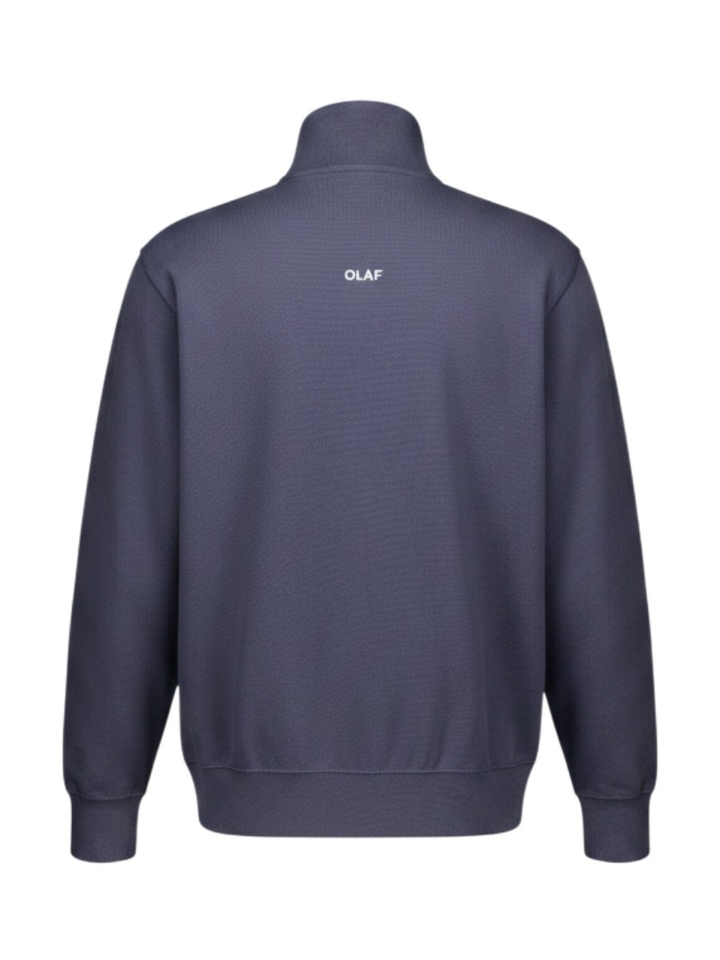 Donkerblauwe sweater met korte rits OLAF