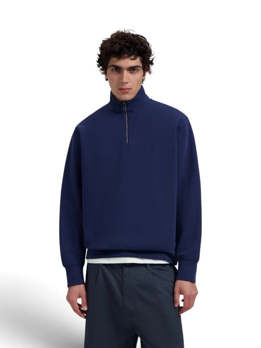 Donkerblauwe sweater met korte rits OLAF