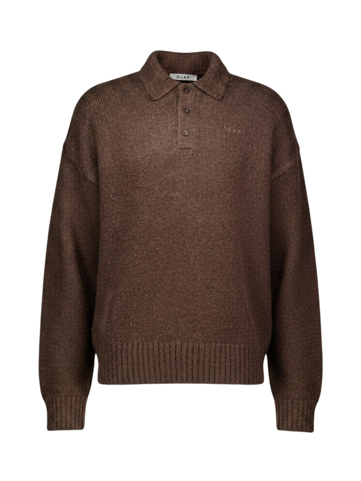 Bruine oversized gebreide polo Olaf