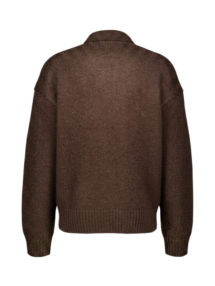 Bruine oversized gebreide polo Olaf