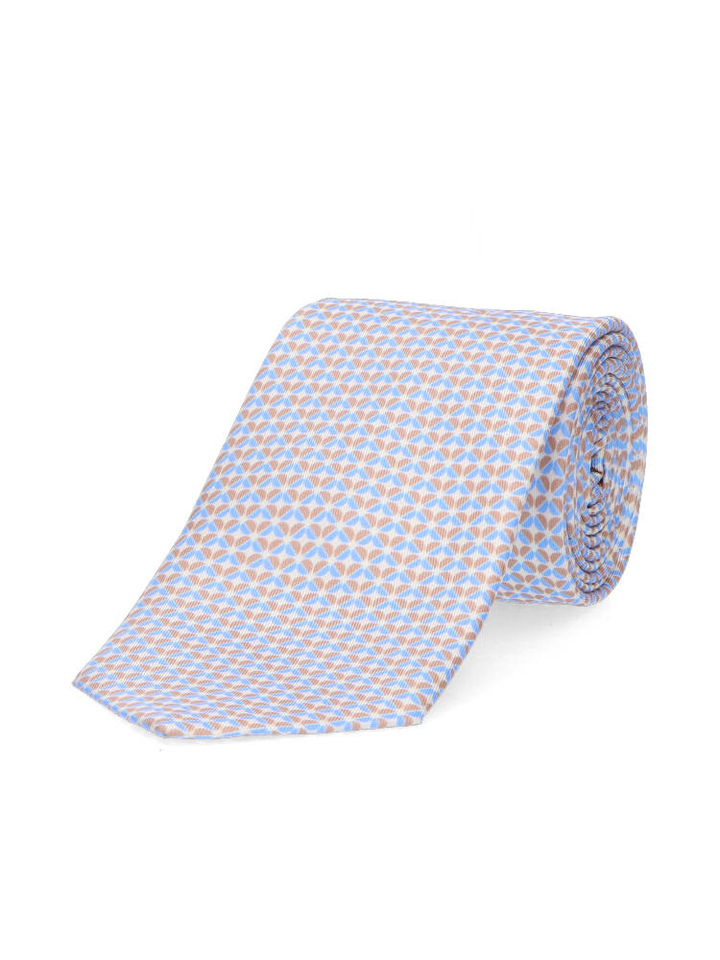 Beige en lichtblauwe das in zijde Marchesi Di Como 