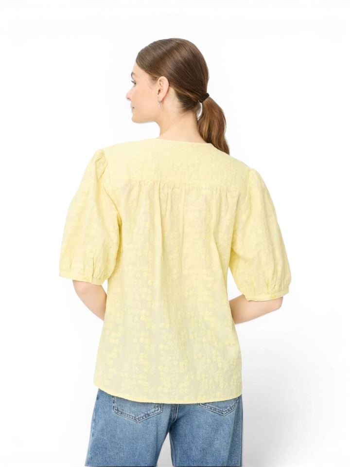 Gele bloes met geborduurde bloemen Brax
