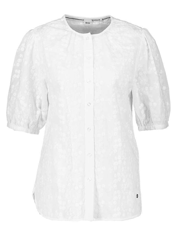 Witte bloes met geborduurde bloemen Brax 
