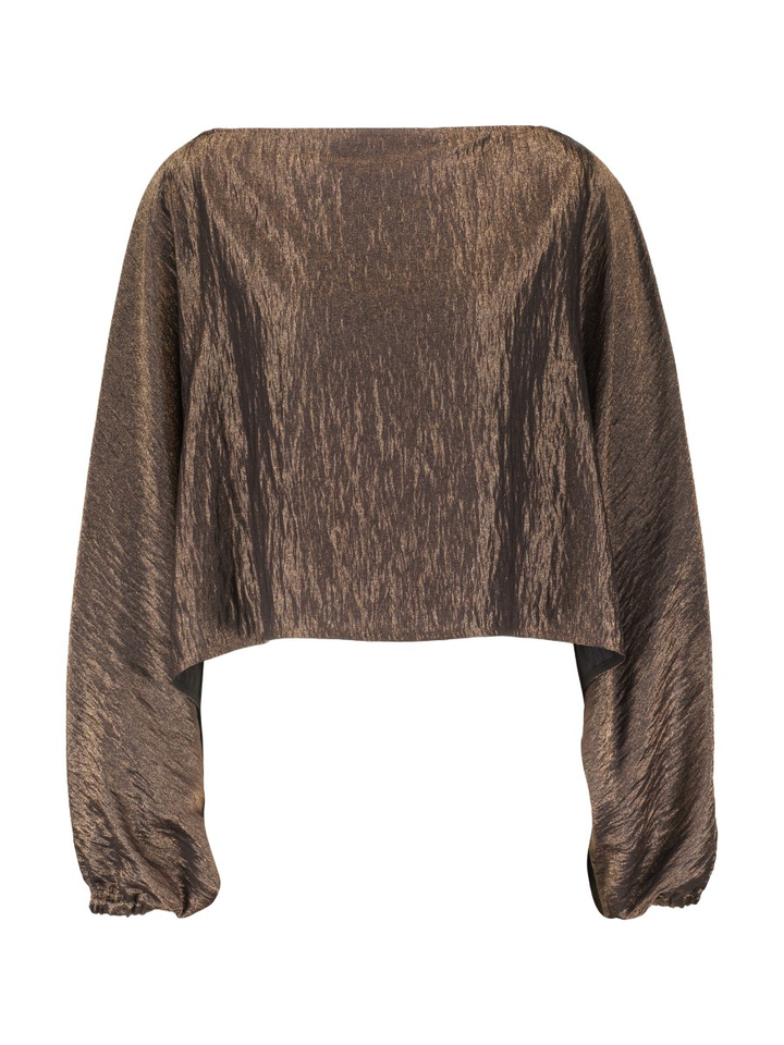 Bruine blouse in glinsterende stof BASE Julia June