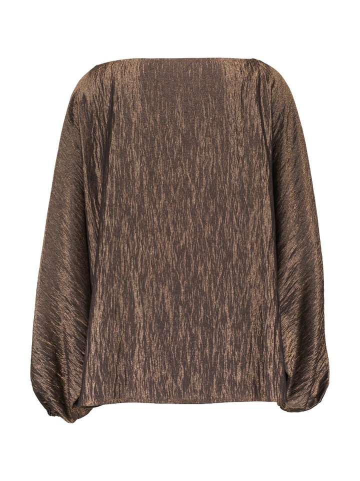 Bruine blouse in glinsterende stof BASE Julia June
