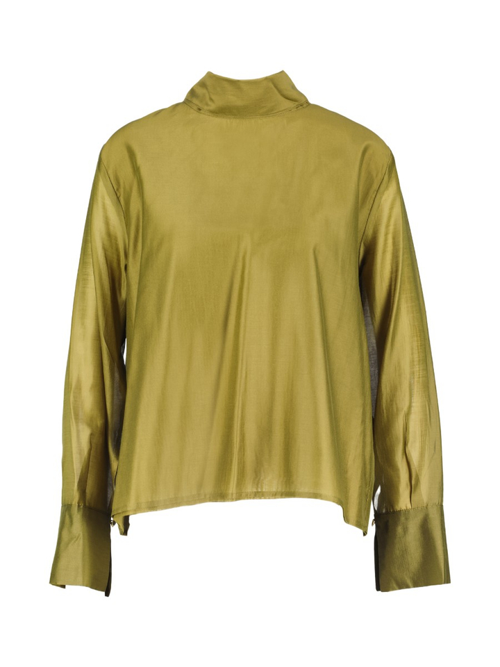 Kakigroene blouse met strikkraag Balance Julia June 