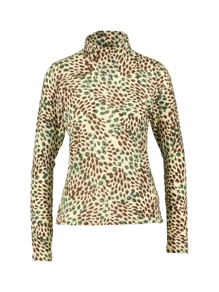Gele t-shirt met panterprint en lange mouwen Bien Julia June