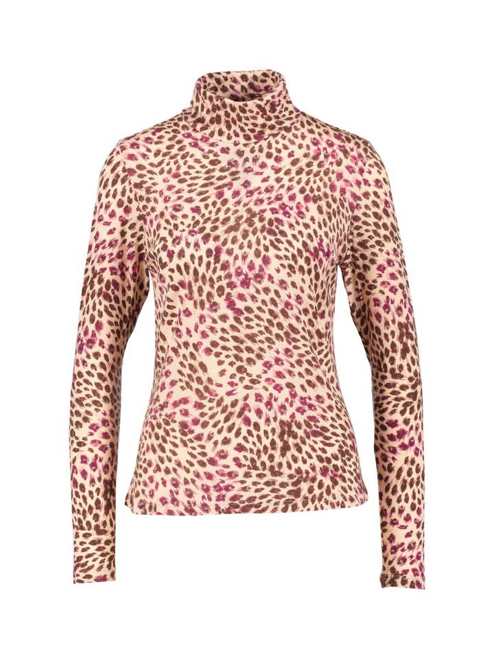 Roze t-shirt met panterprint en lange mouwen Bien Julia June