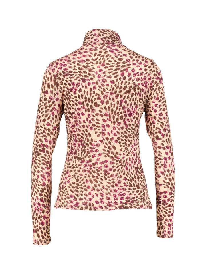 Roze t-shirt met panterprint en lange mouwen Bien Julia June