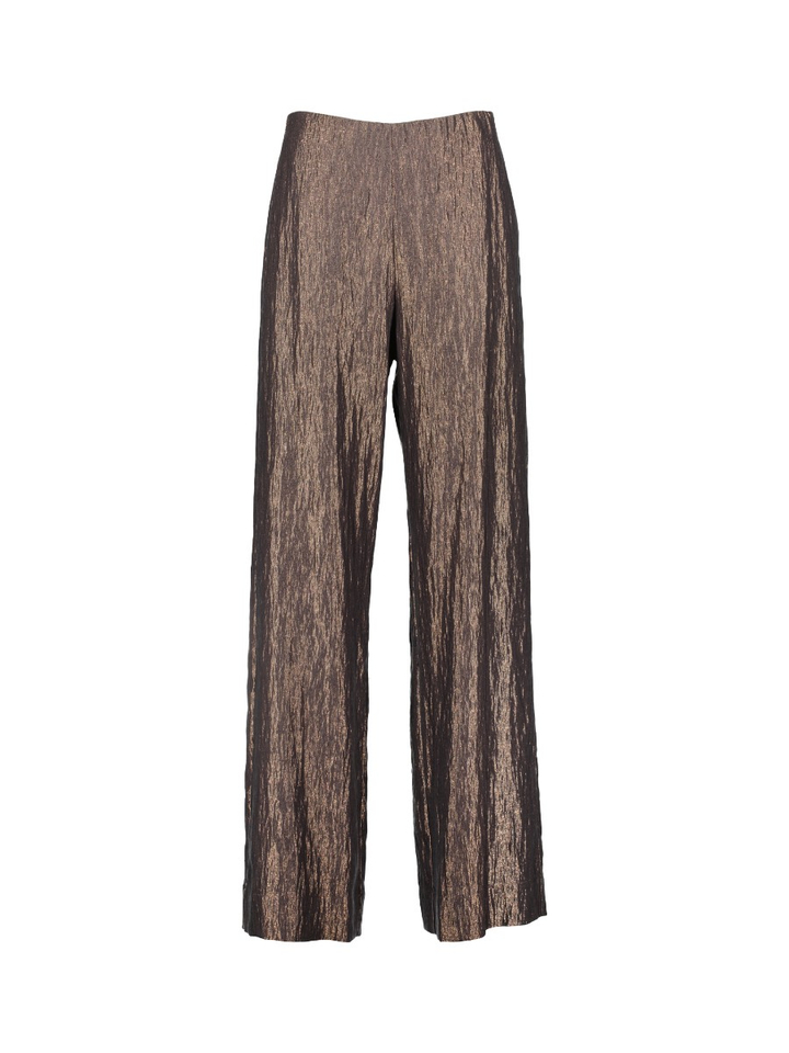 Glanzende bruine wide-leg broek met elastische tailleband Julia June