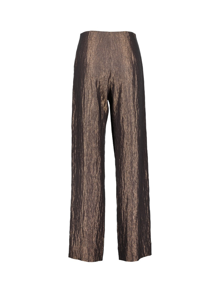 Glanzende bruine wide-leg broek met elastische tailleband Julia June